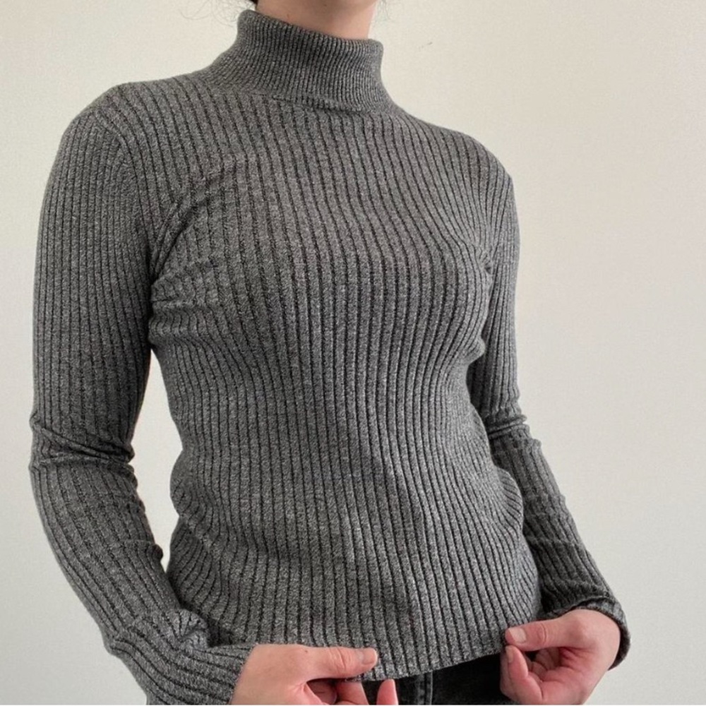 Express Charcoal Ribbed Turtleneck Sweater